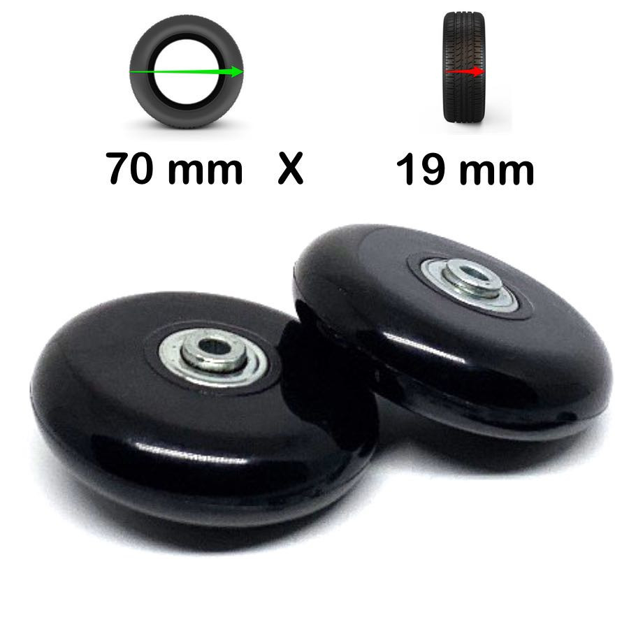 Pack 2 Roulettes universelles de sac de voyage 70mm Fin Bearing (70*19mm)
