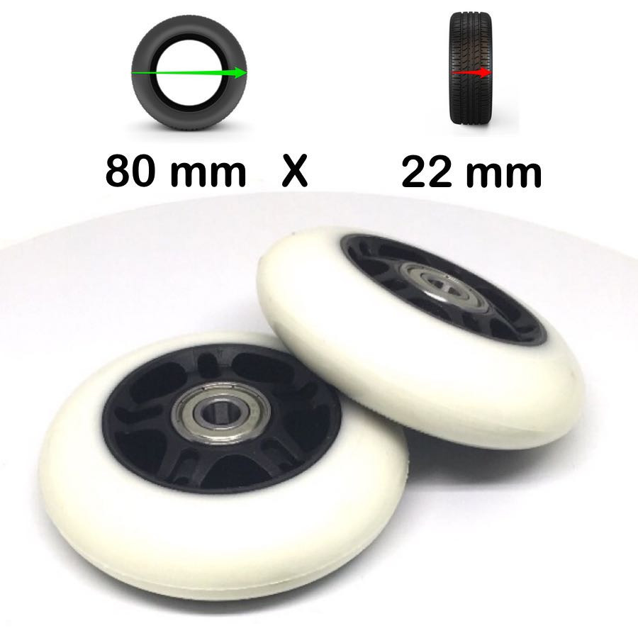 Pack 2 Roulettes universelles de sac de voyage 80mm x 22mm Pack 2 Roulettes universelles de sac de voyage 80mm x 22mm