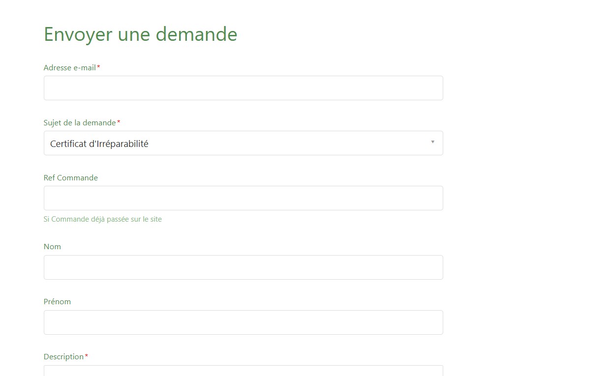 certificat d'irréparabilité poussette
